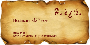 Heiman Áron névjegykártya